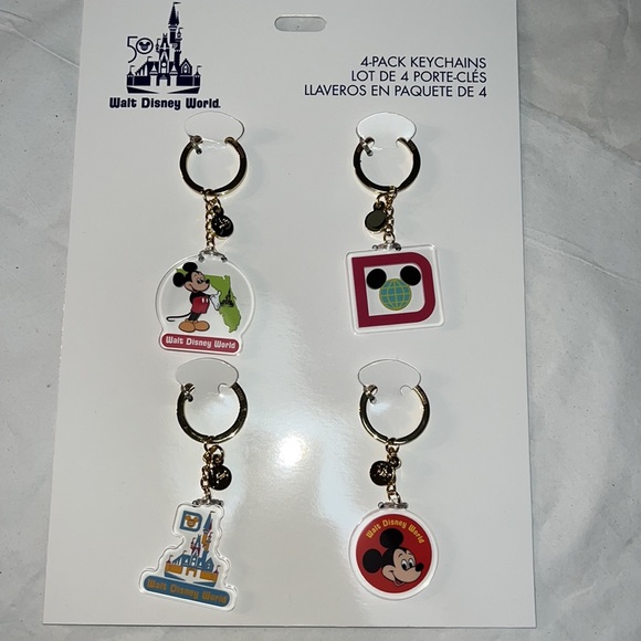 4pcs Disney 50th Anniversary Collection Keychains Mickey Mouse Cinderella Castle - Picture 12 of 13